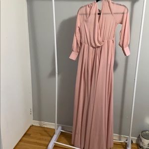 Naked Wardrobe Full Length Long-sleeve Sheer Dress
